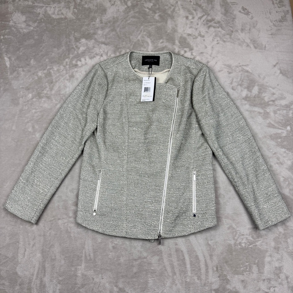 Lafayette 148 New York Jacket Lily Pad Multi Moto Luxury Women 12 NWT $598